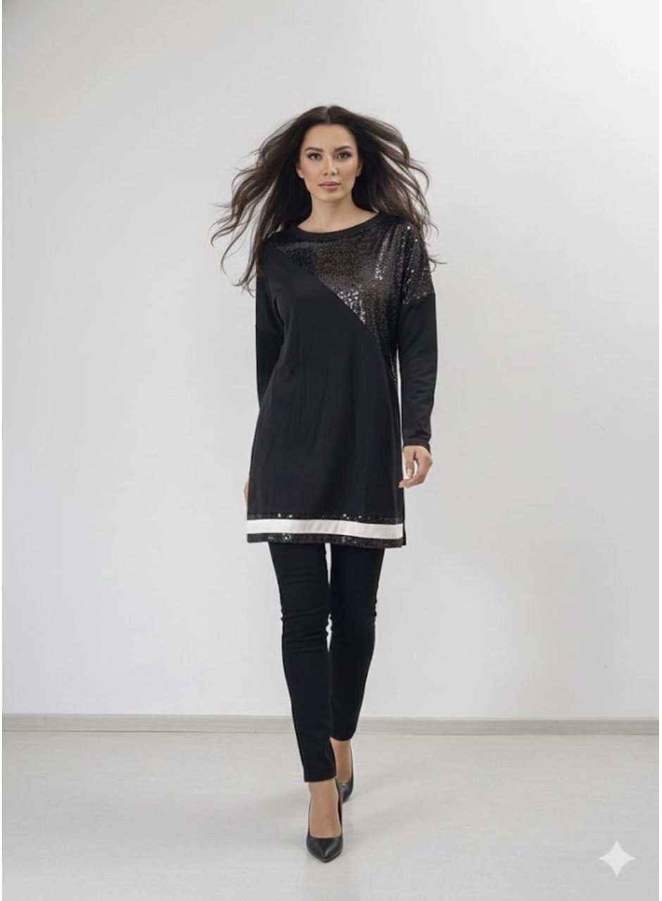 Kadın Uzun Kollu Pulpayet Detay Bluz