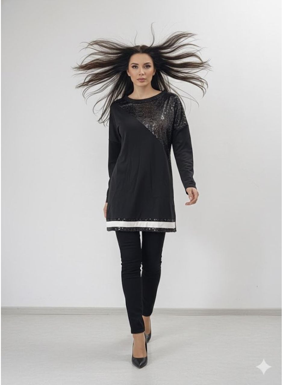 Kadın Uzun Kollu Pulpayet Detay Bluz