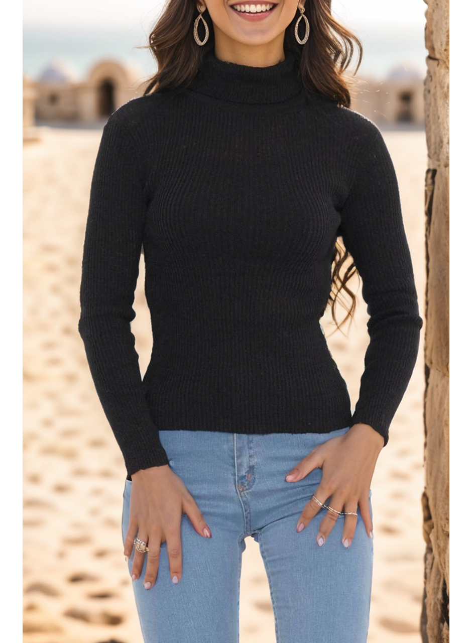 Balıkçı Yaka Body Siyah