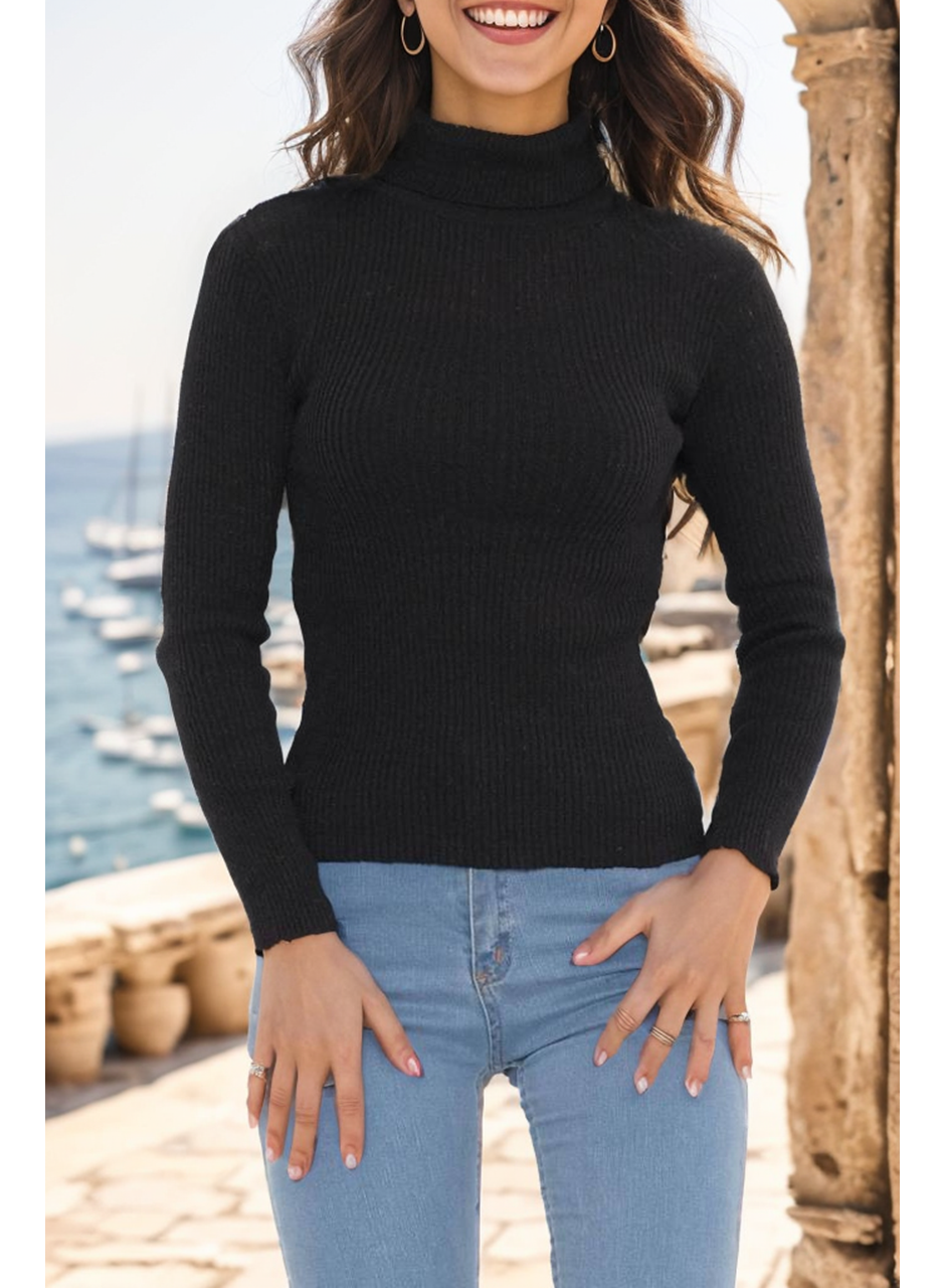 Balıkçı Yaka Body Siyah