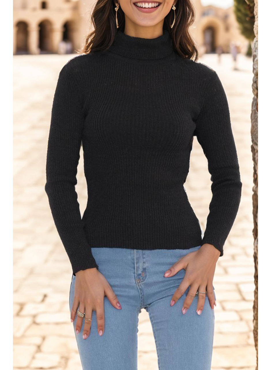 Balıkçı Yaka Body Siyah