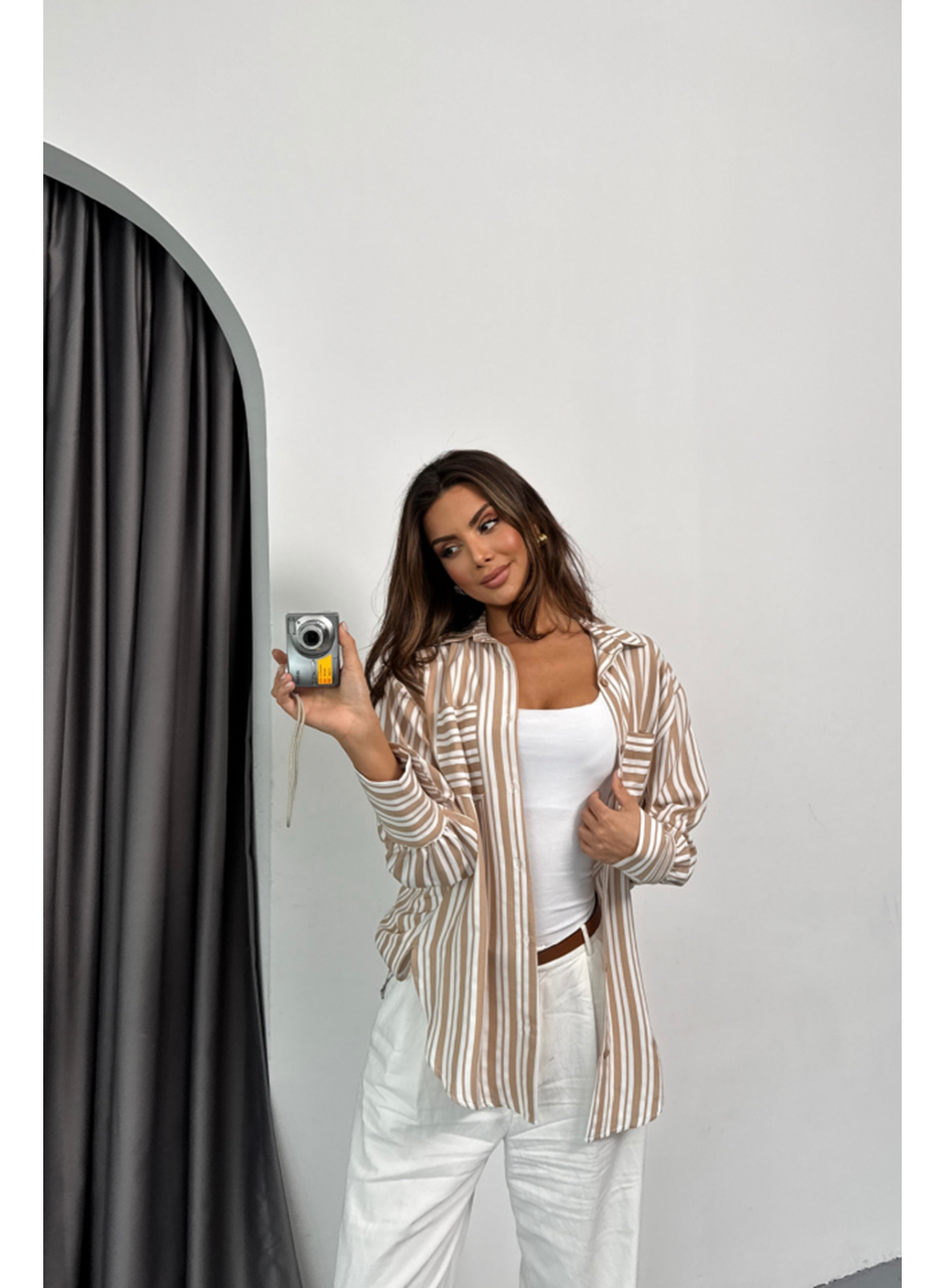 ÇİZGİLİ GÖMLEK - Bej