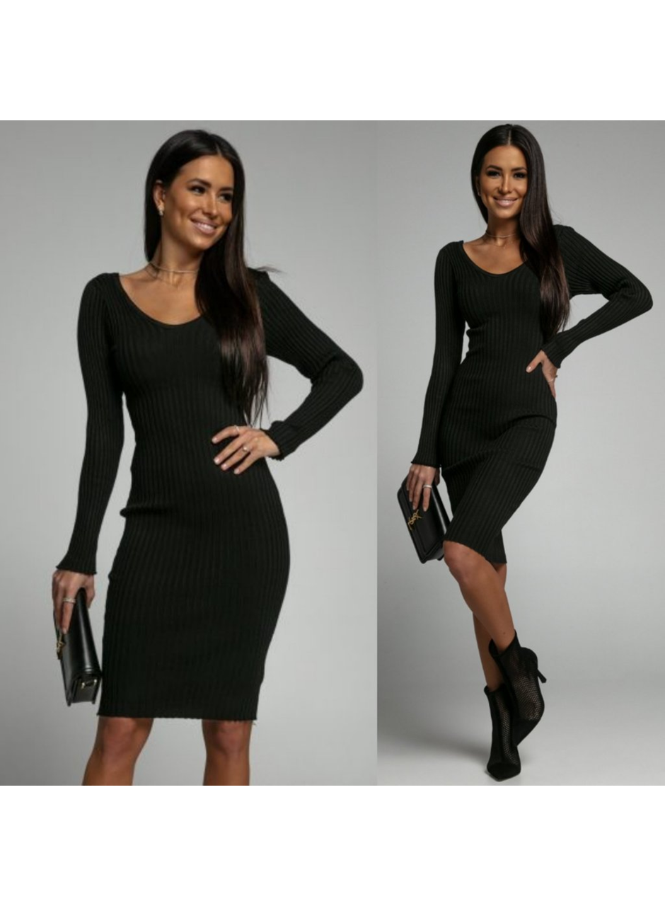 Kadın Uzun Kollu V Yaka Triko Elbise