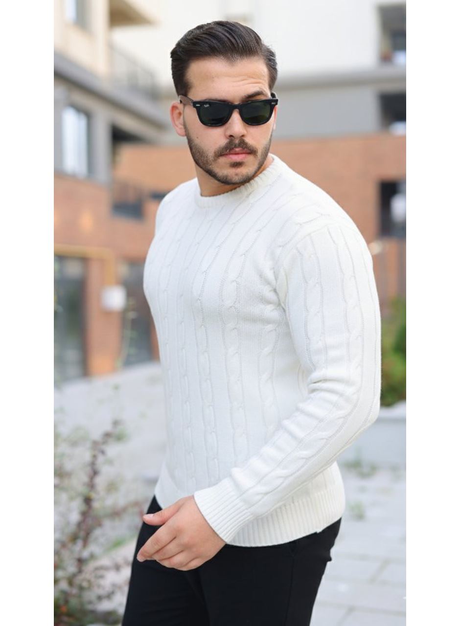 Erkek Örgü Desen Bisiklet Yaka Kazak