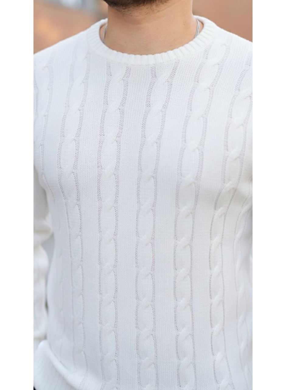 Erkek Örgü Desen Bisiklet Yaka Kazak