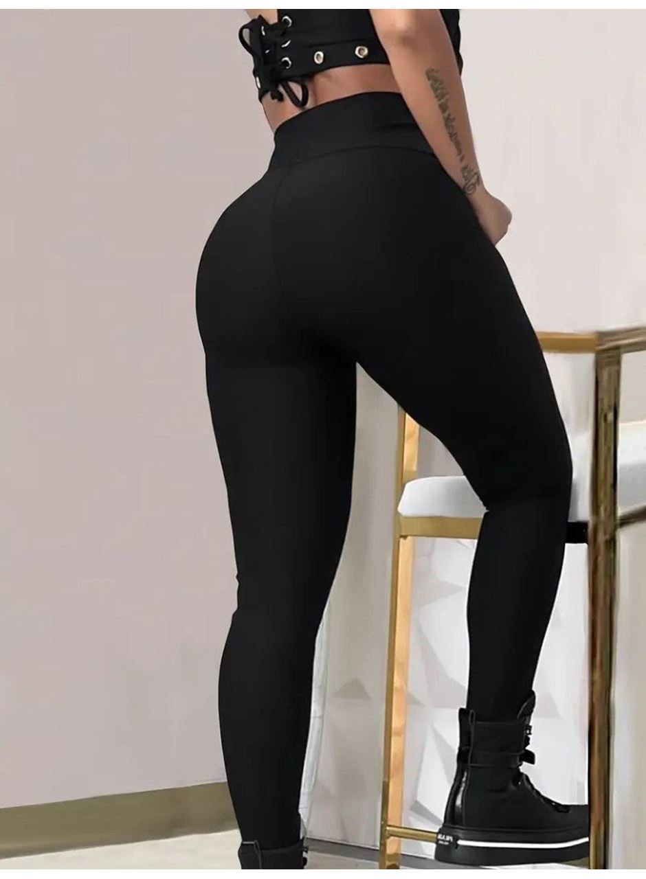 Kadın Yüksek Bel Belden Toka Detaylı Dalgıç Tayt