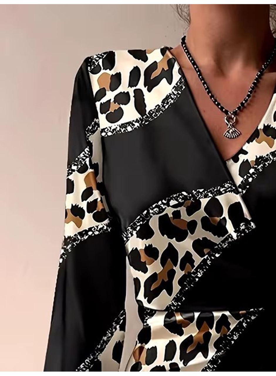 Kadın Uzun Kollu Kruvaze Yakalı Asimetrik Detaylı Mini Modal Elbise