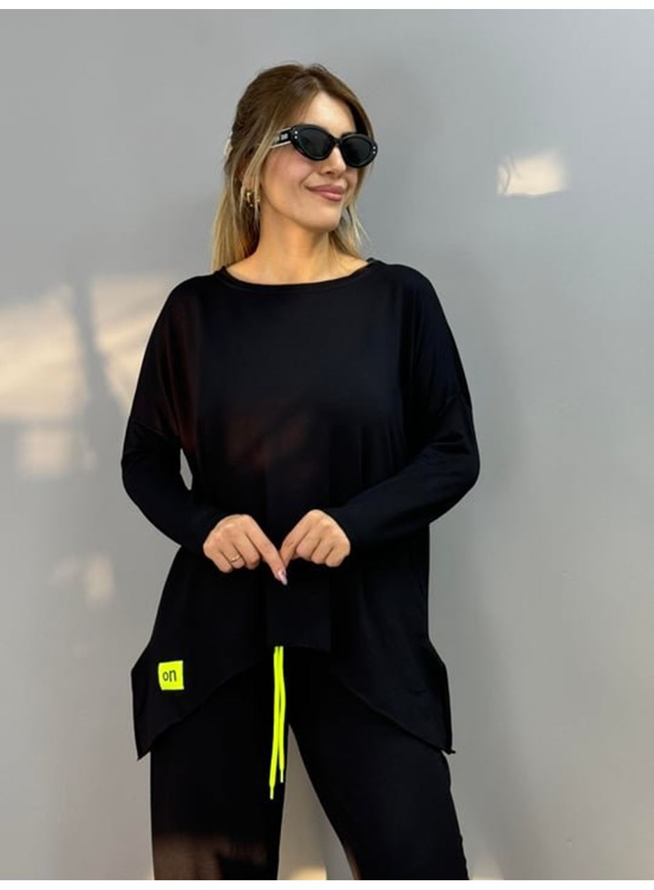 Kadın Iki Iplik Viskon Pamuk Kumaş Arma Detaylı Ikili Takım