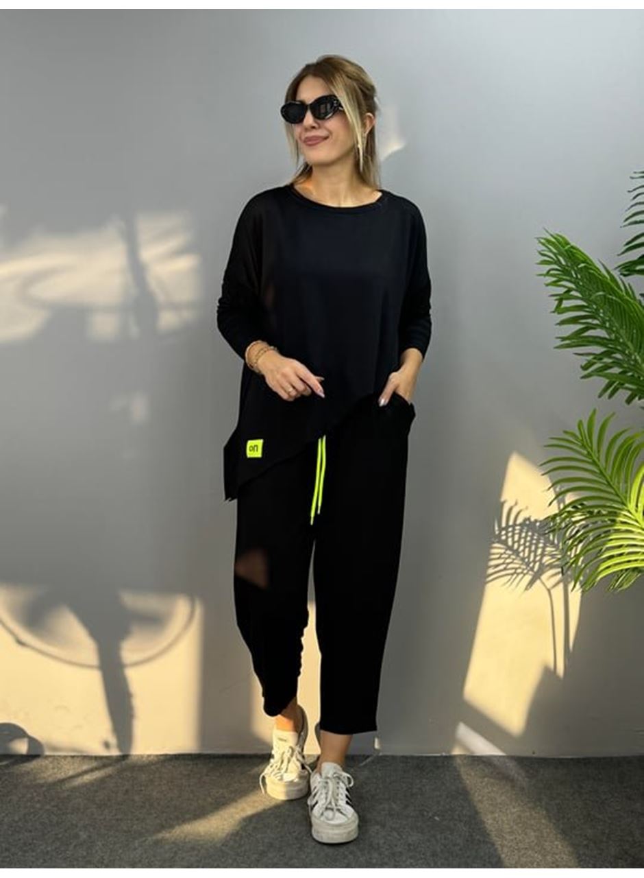 Kadın Iki Iplik Viskon Pamuk Kumaş Arma Detaylı Ikili Takım