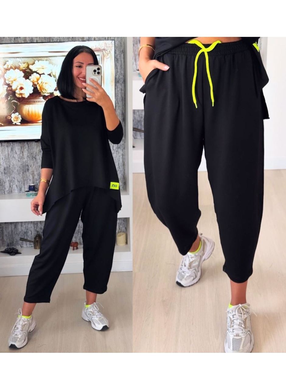 Kadın Iki Iplik Viskon Pamuk Kumaş Arma Detaylı Ikili Takım