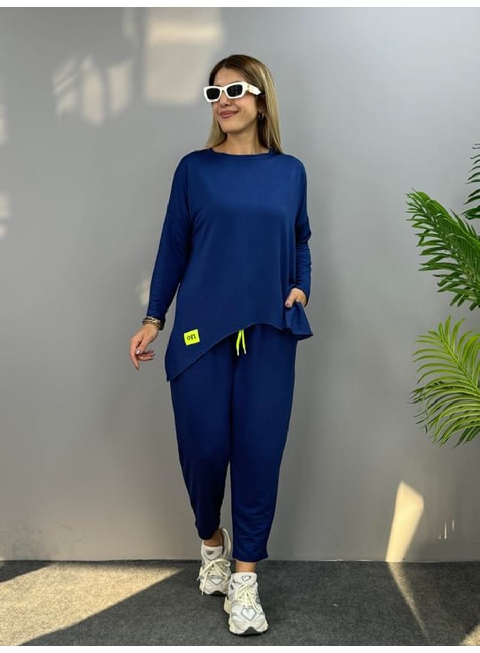 Kadın Iki Iplik Viskon Pamuk Kumaş Arma Detaylı Ikili Takım