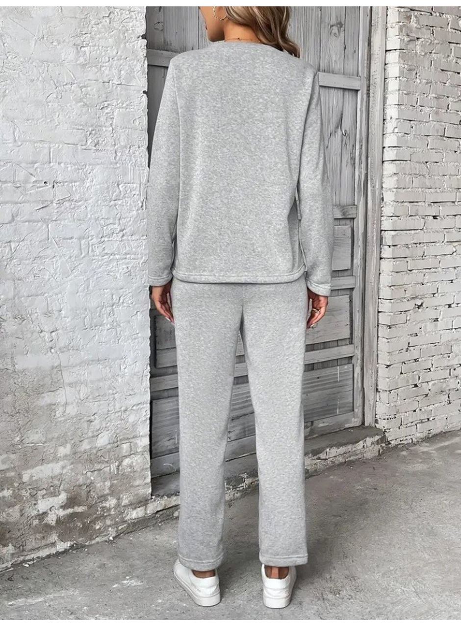 Kadın Uzun Kollu Yanları Nervurlu Viskon Iki Iplik Ve Pantolon Ikili Takım