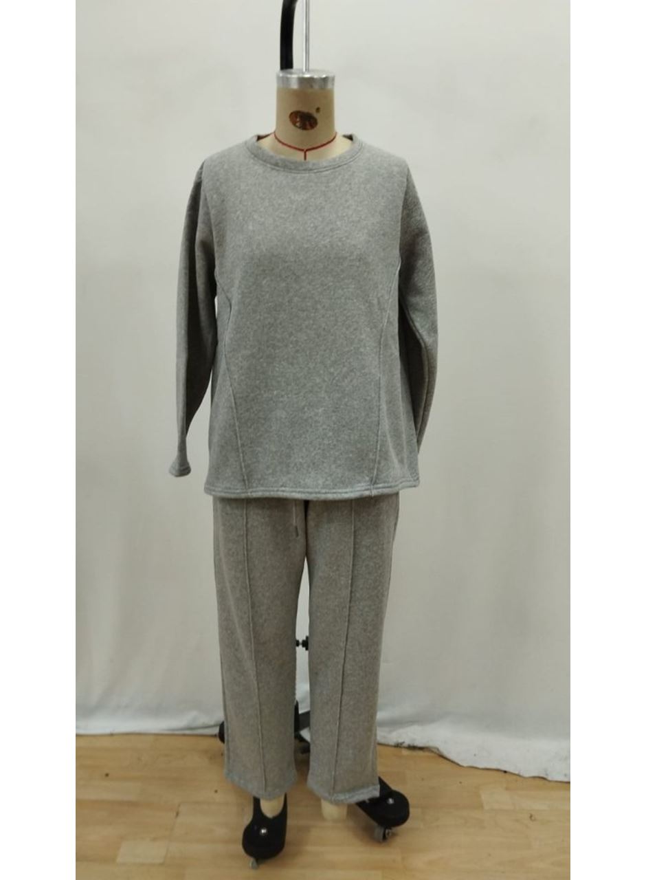 Kadın Uzun Kollu Yanları Nervurlu Viskon Iki Iplik Ve Pantolon Ikili Takım