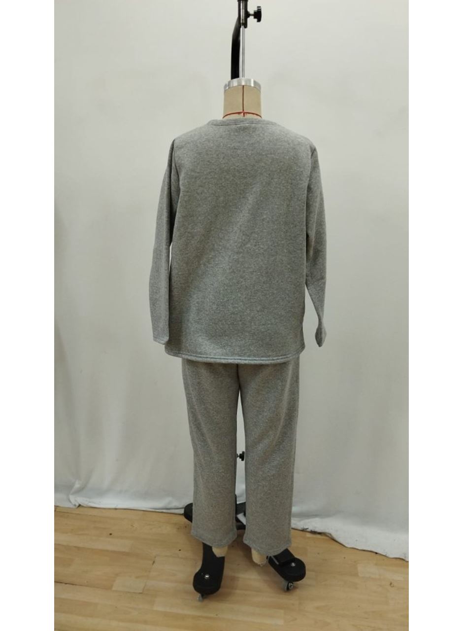 Kadın Uzun Kollu Yanları Nervurlu Viskon Iki Iplik Ve Pantolon Ikili Takım