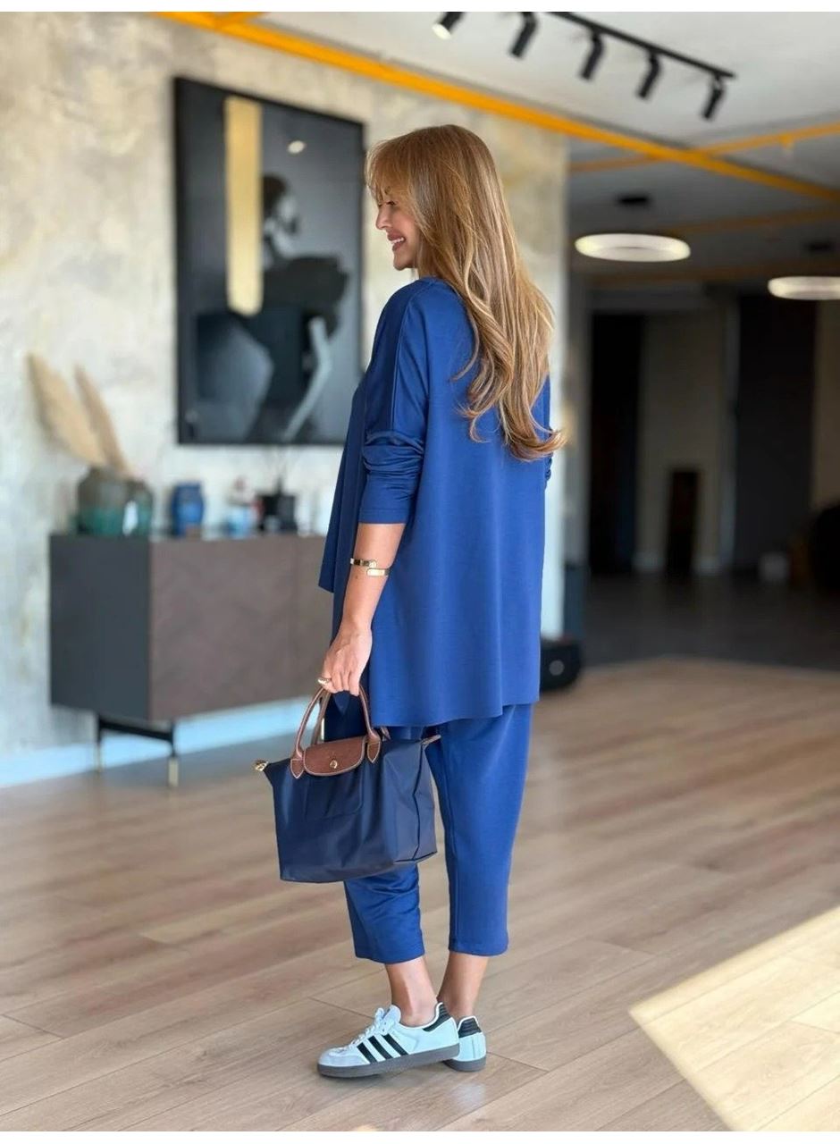 Kadın Iki Iplik Viskon Pamuk Kumaş Arma Detaylı Ikili Takım