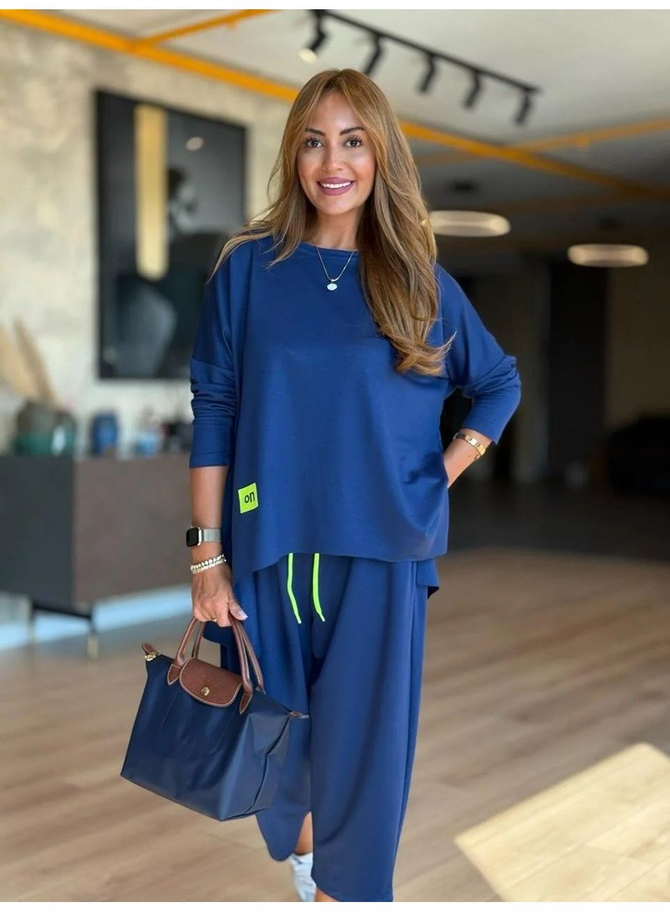 Kadın Iki Iplik Viskon Pamuk Kumaş Arma Detaylı Ikili Takım