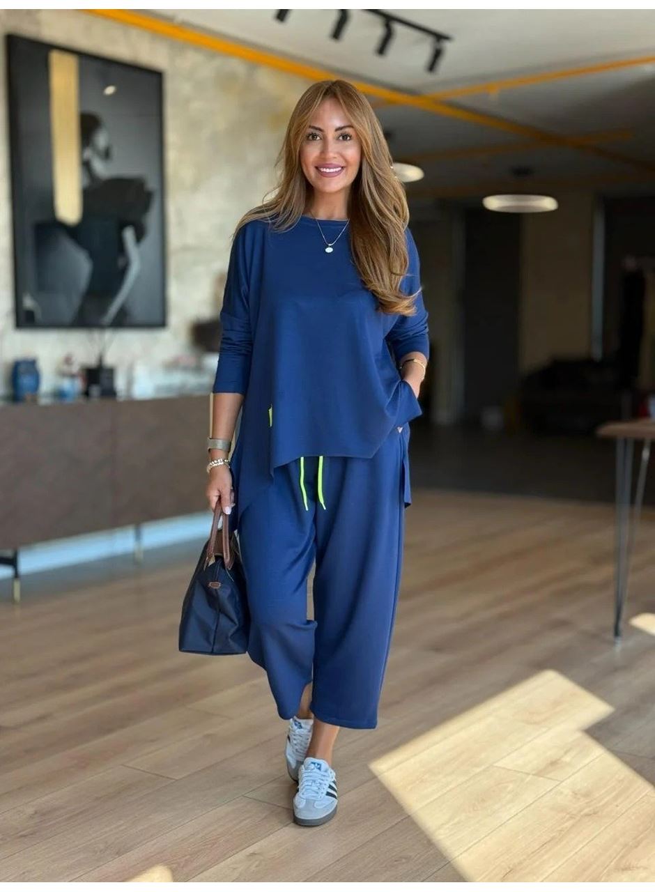 Kadın Iki Iplik Viskon Pamuk Kumaş Arma Detaylı Ikili Takım