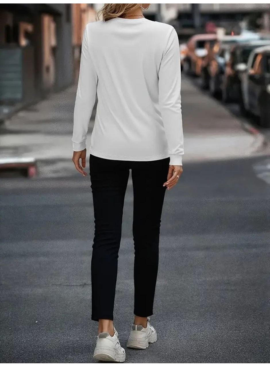 Kadın Uzun Kollu Bisiklet Yaka Cepli Viskon Iki Iplik Bluz Ve Pantolon Ikili Takım