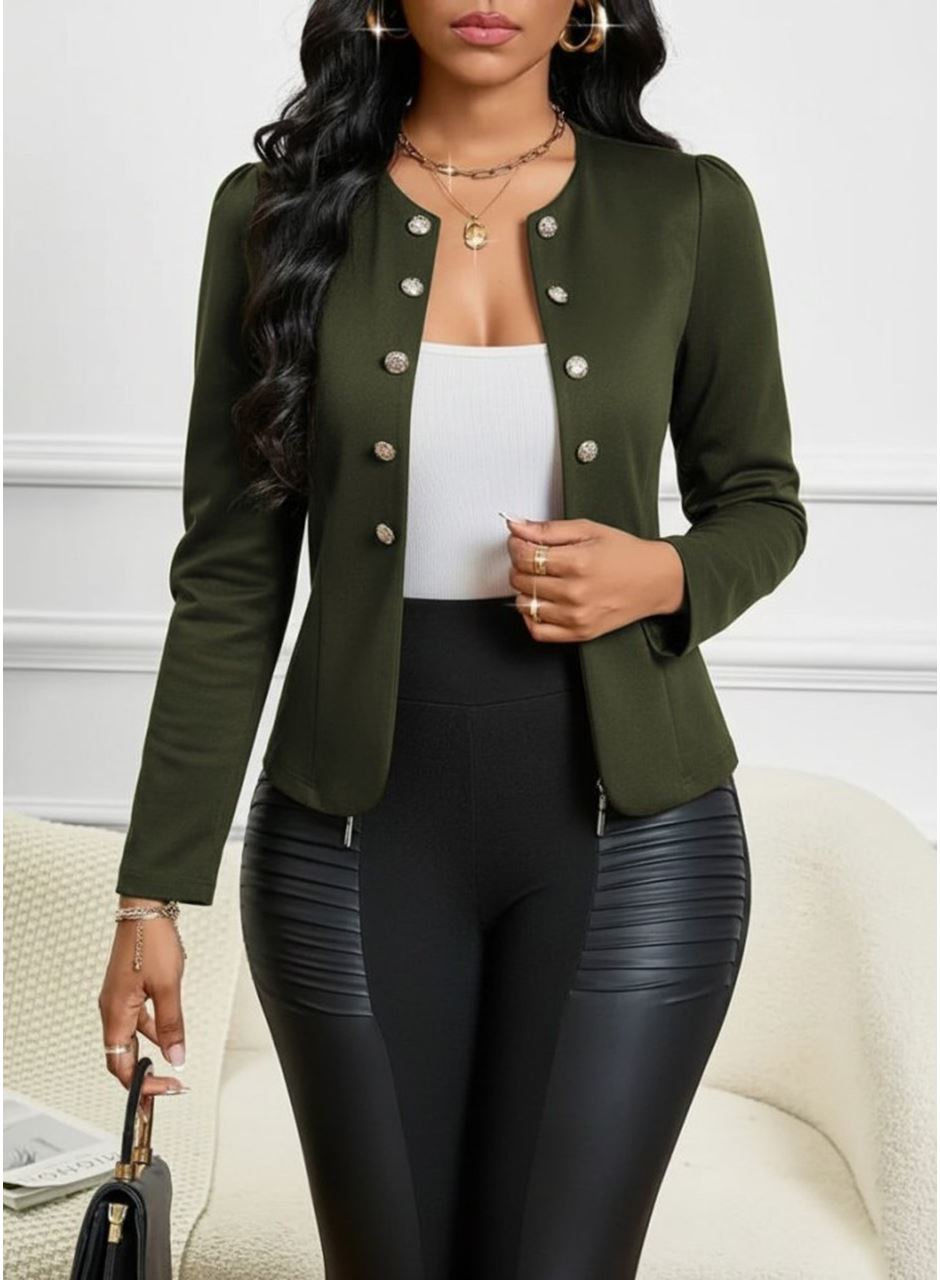 Kadın Uzun Kollu önü Açık Düğmeli Kısa Süet Ceket