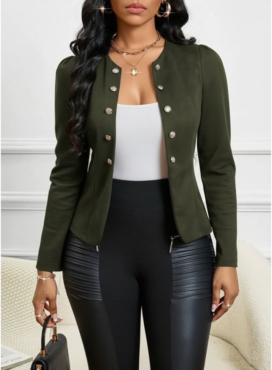 Kadın Uzun Kollu önü Açık Düğmeli Kısa Süet Ceket