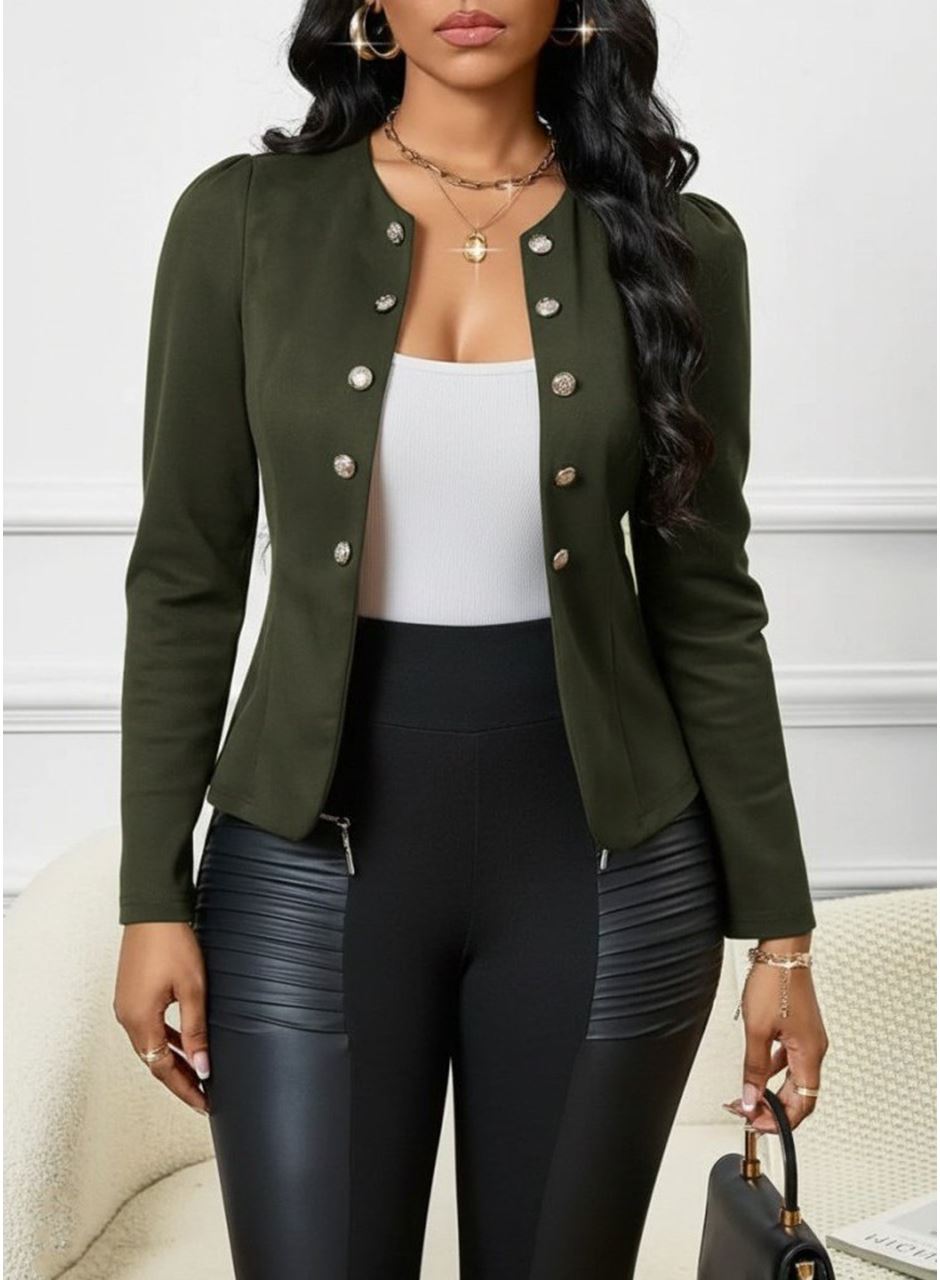 Kadın Uzun Kollu önü Açık Düğmeli Kısa Süet Ceket