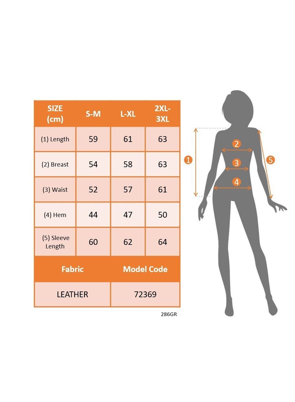 Kadın Uzun Kollu önden Fermuarlı Deri Kısa Ceket