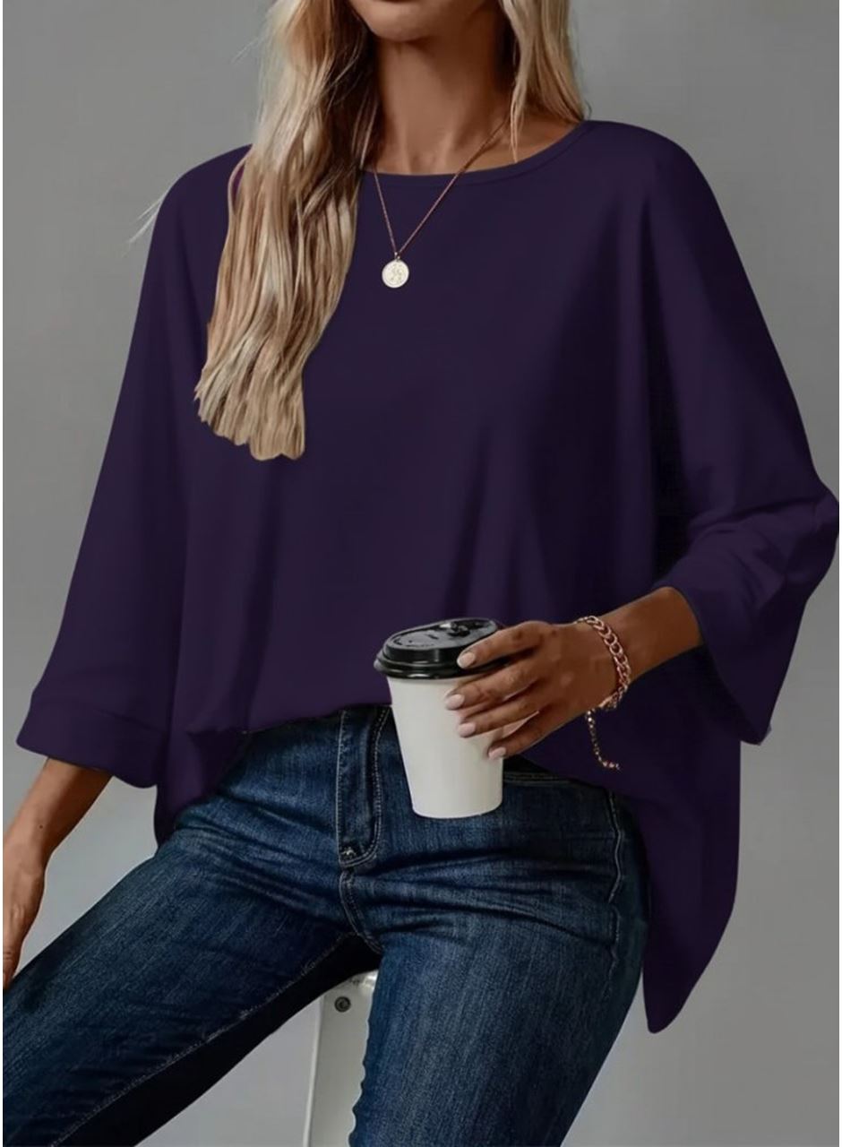 Kadın Truvakar Kollu Bisiklet Yaka Viskon Bluz
