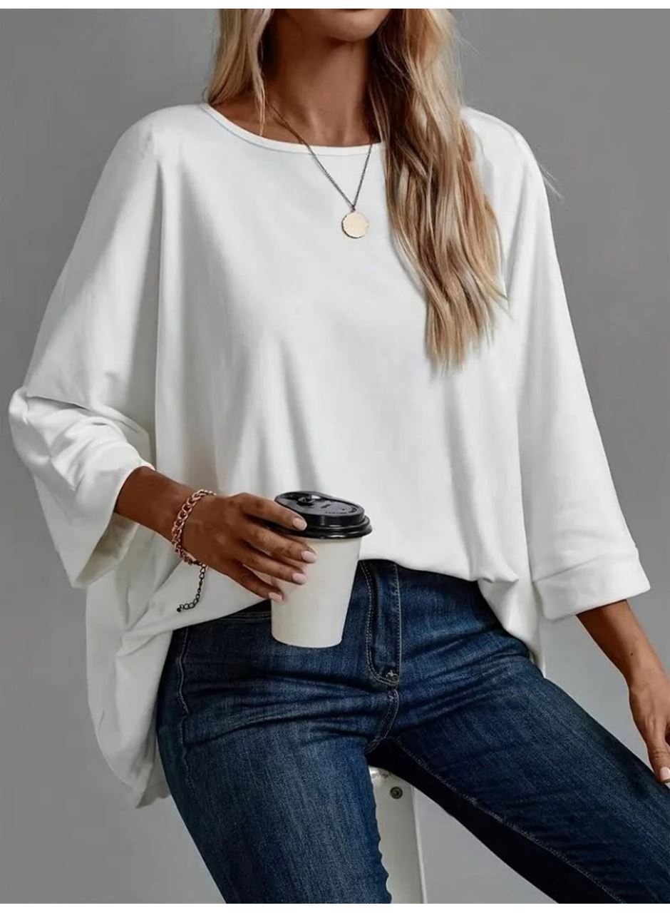 Kadın Truvakar Kollu Bisiklet Yaka Viskon Bluz