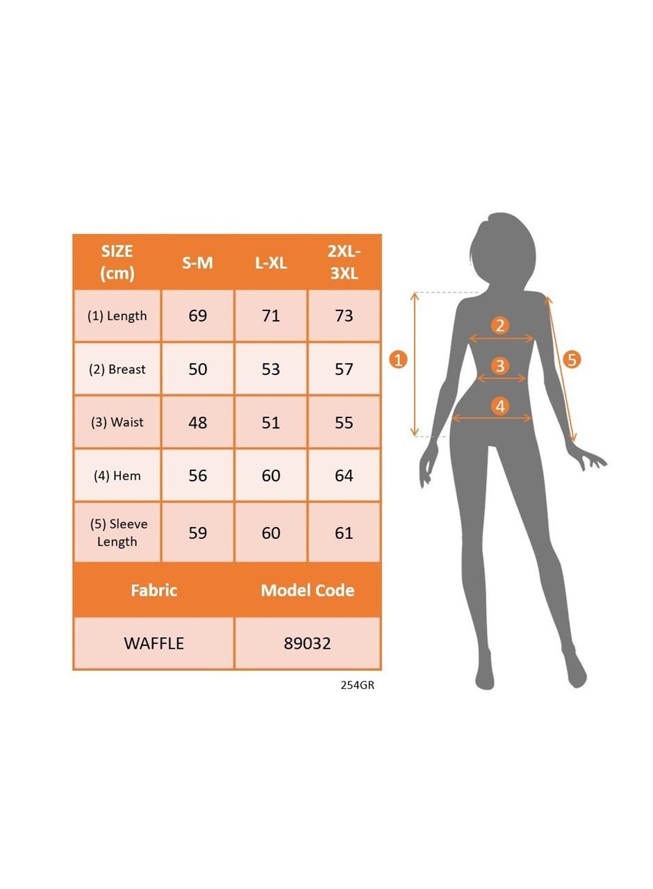 Kadın Uzun Kollu Yuvarlak Yaka Arkadan Düğmeli Waffle Bluz
