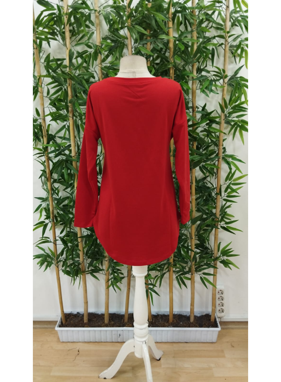 Kadın Uzun Kollu Yuvarlak Yaka Salaş Iki Iplik Bluz