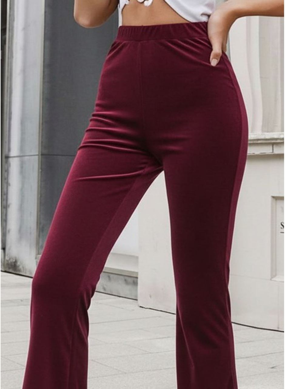 Kadın Yüksek Bel Paçaya Doğru Genişleyen Kadife Pantolon