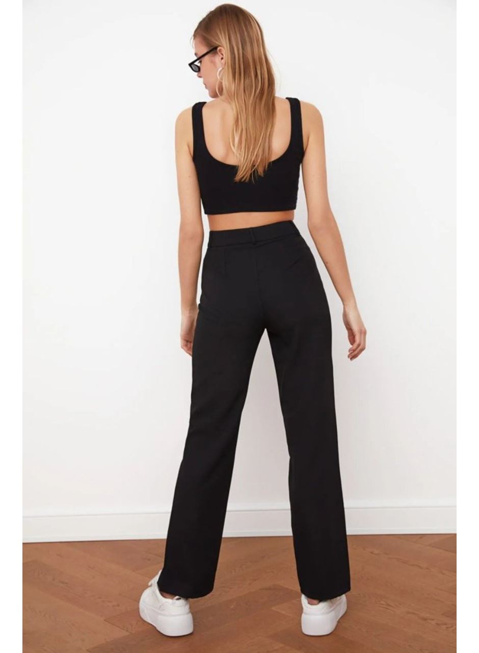 Kadın Yüksek Bel Nervurlu Ithal Krep Pantolon