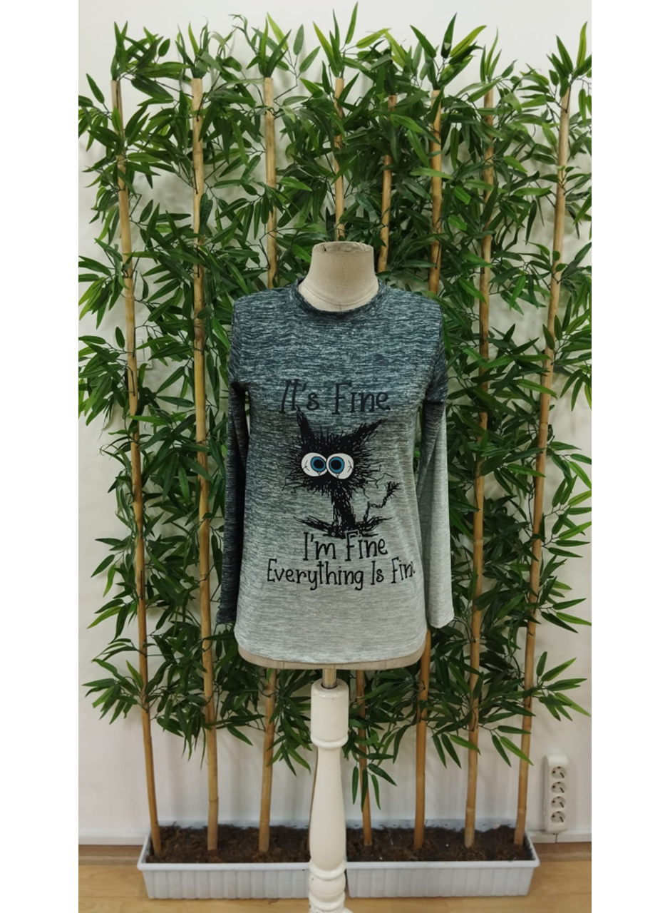 Kadın Uzun Kollu Bisiklet Yakalı Desenli Süprem Bluz