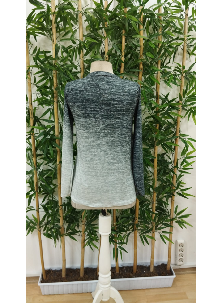 Kadın Uzun Kollu Bisiklet Yakalı Desenli Süprem Bluz