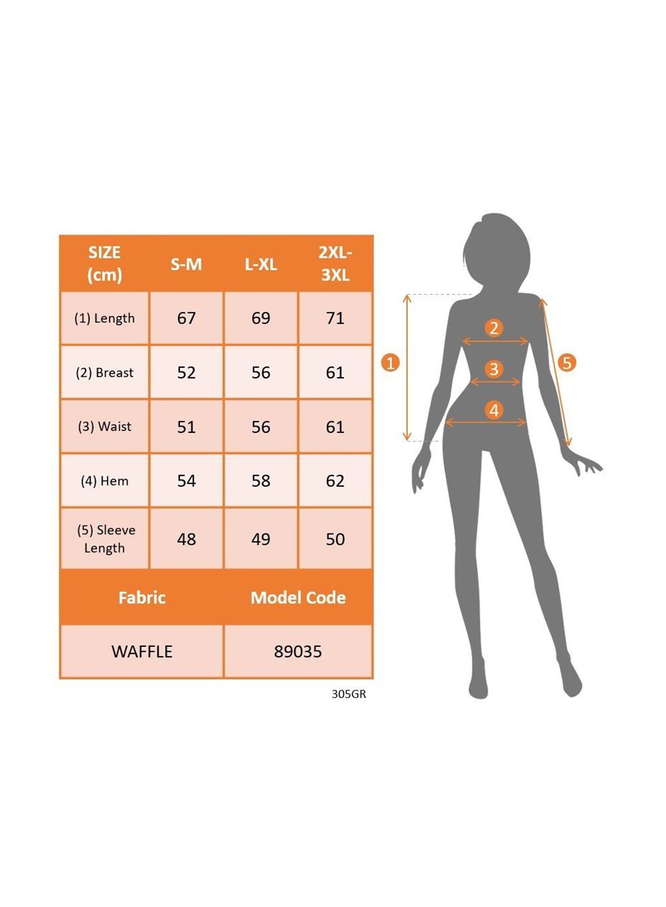 Kadın Uzun Kollu Yakalı Düğmeli Salaş Waffle Bluz
