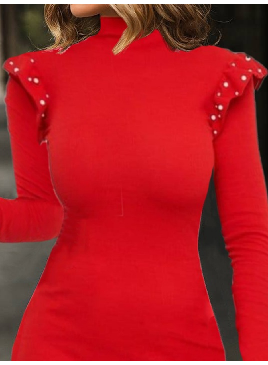 Omuz Inci Detay Kaşkorse Elbise