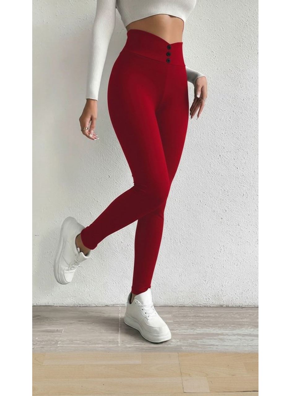 Kadın Yüksek Bel önden Düğmeli Dalgıç Tayt