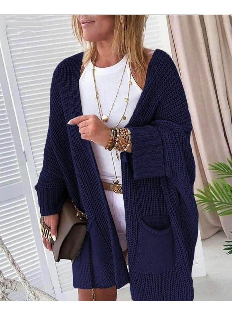 Oversize Kalıp Cepli Salaş Triko Hırka Laci