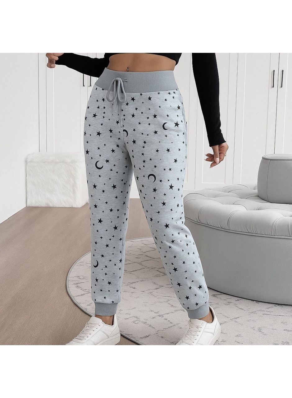 Kadın Yüksek Bel Bağcıklı Desenli Iki Iplik Pantolon