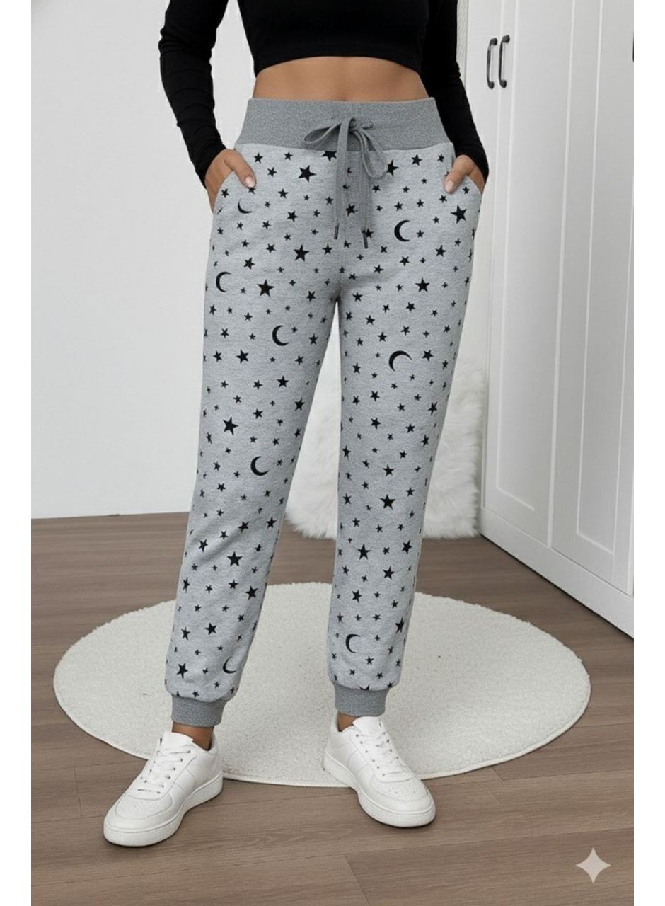 Kadın Yüksek Bel Bağcıklı Desenli Iki Iplik Pantolon