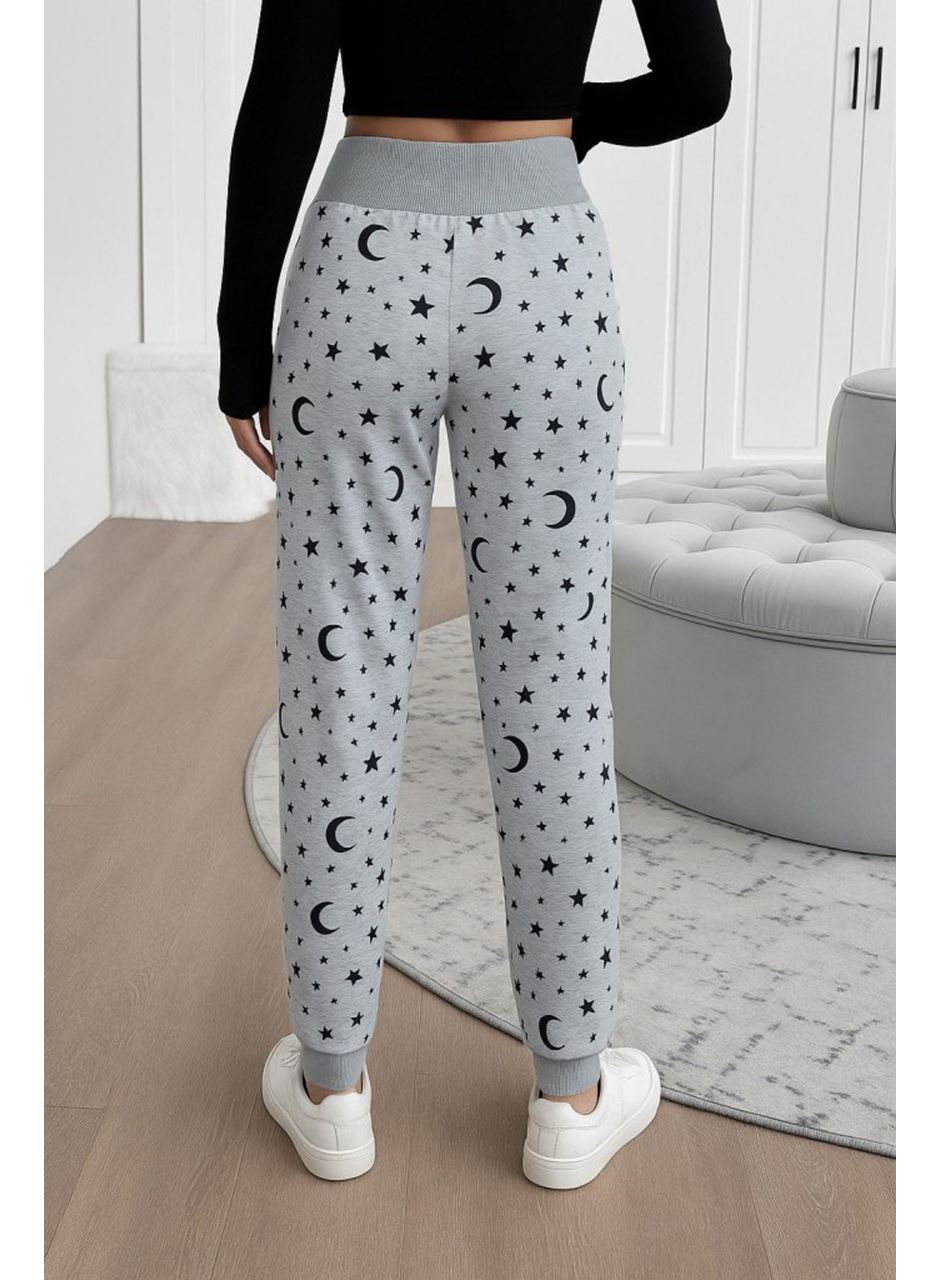 Kadın Yüksek Bel Bağcıklı Desenli Iki Iplik Pantolon