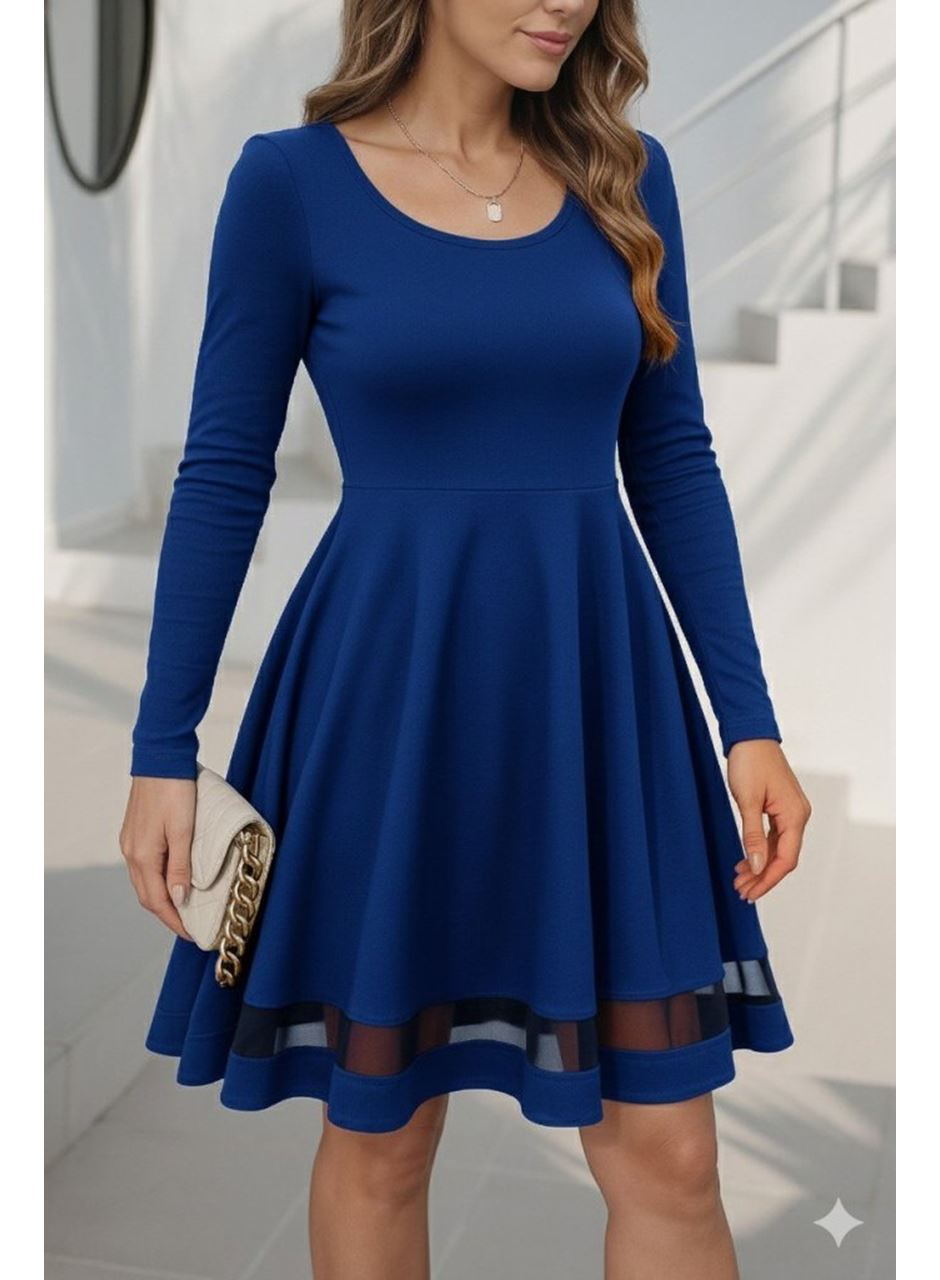 Etek Tül Detay Krep Elbise