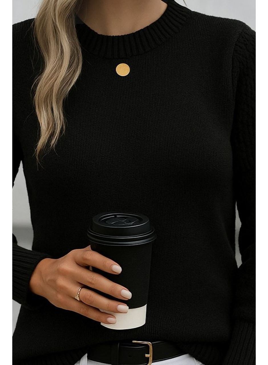 Kadın Uzun Kollu Bisiklet Yaka Triko Bluz