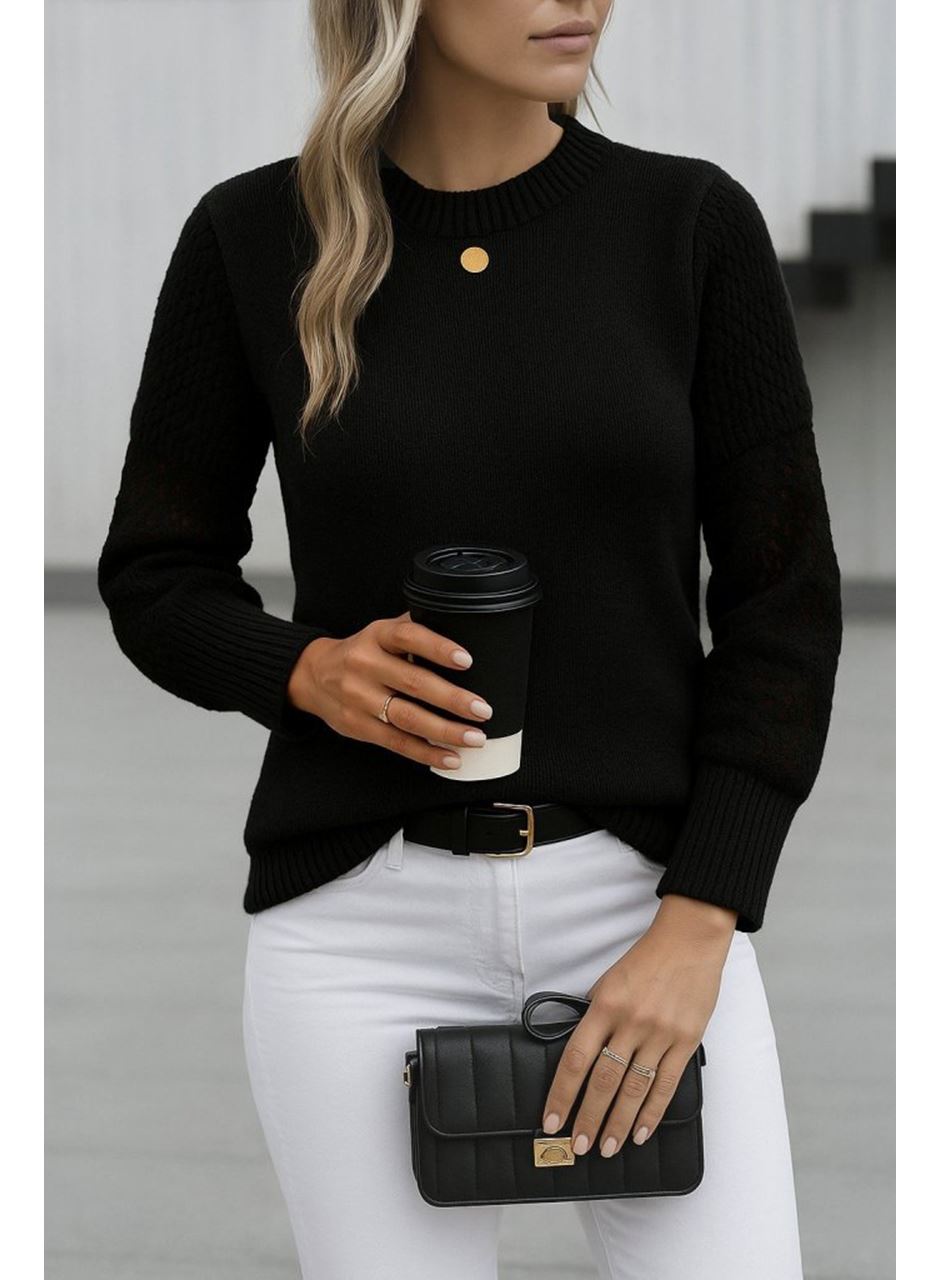 Kadın Uzun Kollu Bisiklet Yaka Triko Bluz