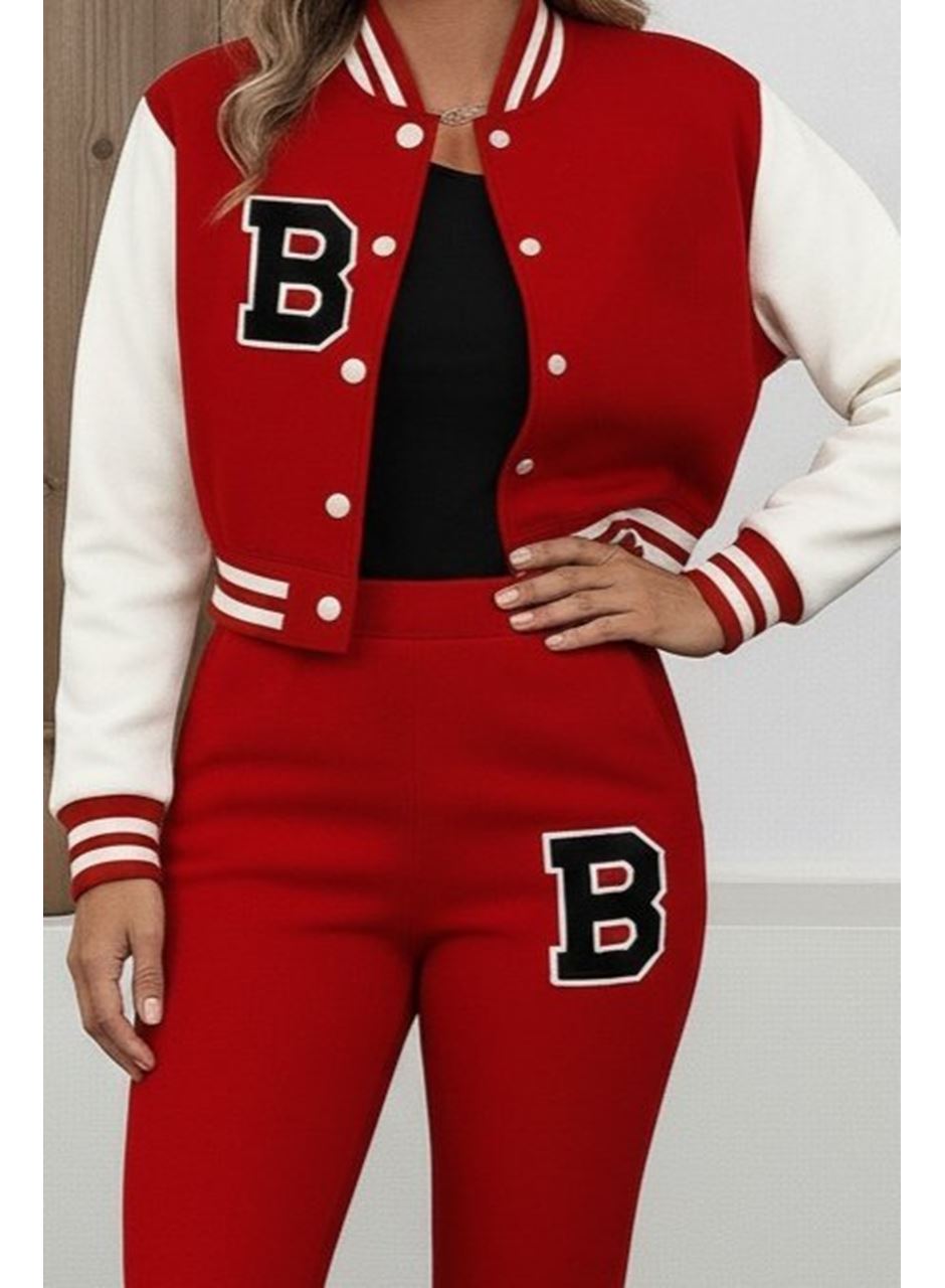 Kadın Uzun Kollu Hakim Yaka önden Düğmeli Ceket Pantolon şardonlu Iki Iplik Ikili Takım