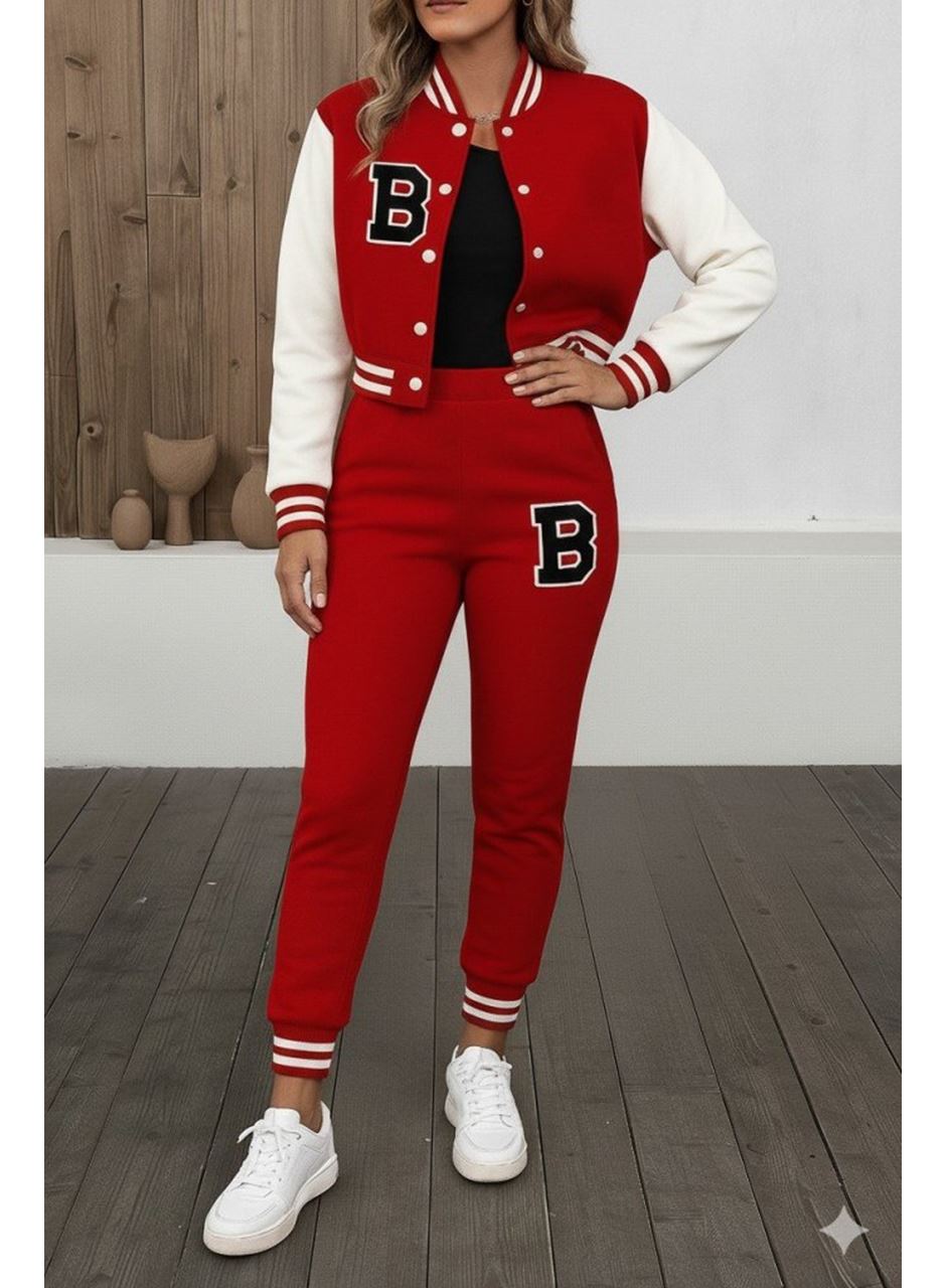 Kadın Uzun Kollu Hakim Yaka önden Düğmeli Ceket Pantolon şardonlu Iki Iplik Ikili Takım