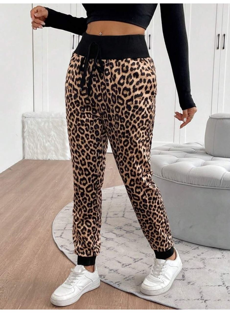 Kadın Yüksek Bel Bağcıklı Desenli Iki Iplik Pantolon