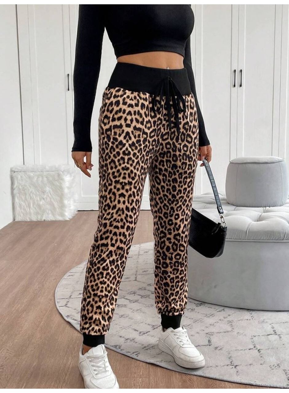 Kadın Yüksek Bel Bağcıklı Desenli Iki Iplik Pantolon