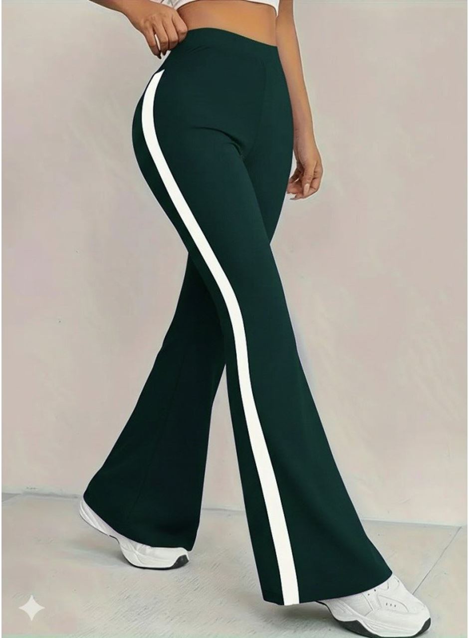 Kadın Yüksek Bel İspanyol Paçalı Yanlardan şerit Detaylı Dalgıç Tayt Pantolon