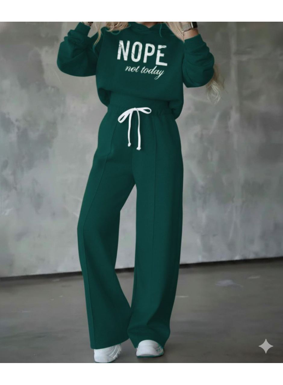 Kadın Uzun Kollu Nope Baskılı Beli Ribanalı Ikili Takım